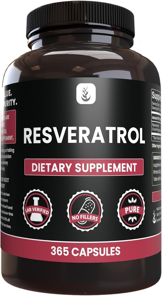 PURE ORIGINAL INGREDIENTS Resveratrol, (365 Капсули) No Magnesium або рисові наповнювачі, Завжди чистий, Lab Verified