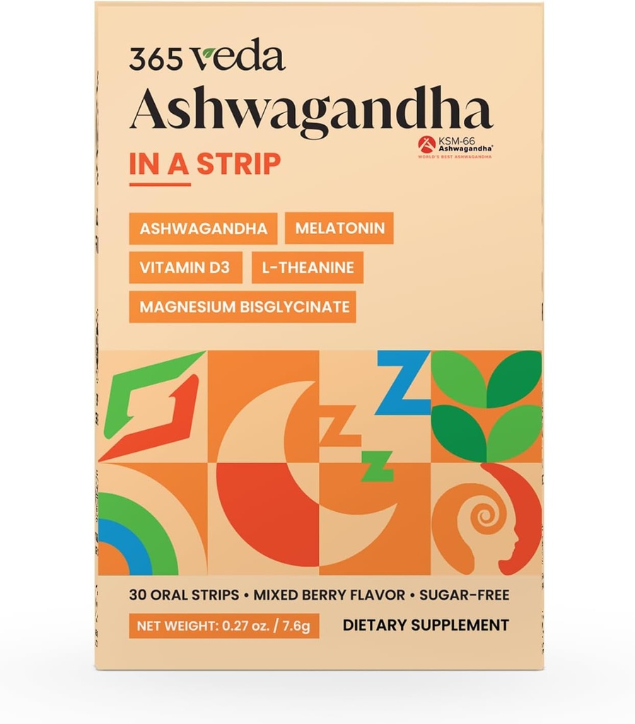 Ashwagandha suukaudsed ribad 100 mg KSM 66 Ashwagandha, L-Theanine, melatoniin, D3-vitamiin ja magneesium, meeste ja naiste veganribad, suhkruvabad, mitte-GMO-d, 30 suukaudset riba (mari)