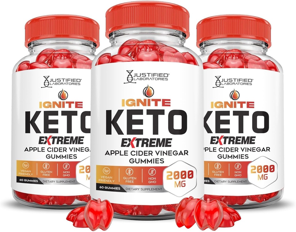 Laboratorium Berhak (3 Kemo ACV Extreme 2000MG Advanced Ignite Keto Cipo Ciegar Apple Formulasi dengan Poder Beet Juice B12 Vegan Non GMO 180 Gummys