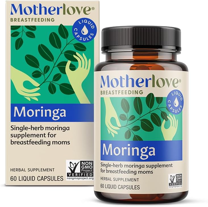 Motherlove Moringa (60 flytande kepsar) Lakteringstillägg för att stödja bröstmjölkförsörjning - icke-GMO, organiska örter, Vegan, Kosher