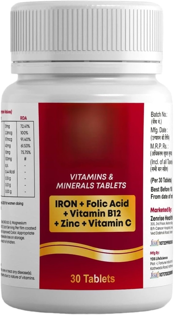 Vas B12 FOLIC Acid VIT C egészséges energiáért, állóképességért, immunitásért (1, 30-as csomag)