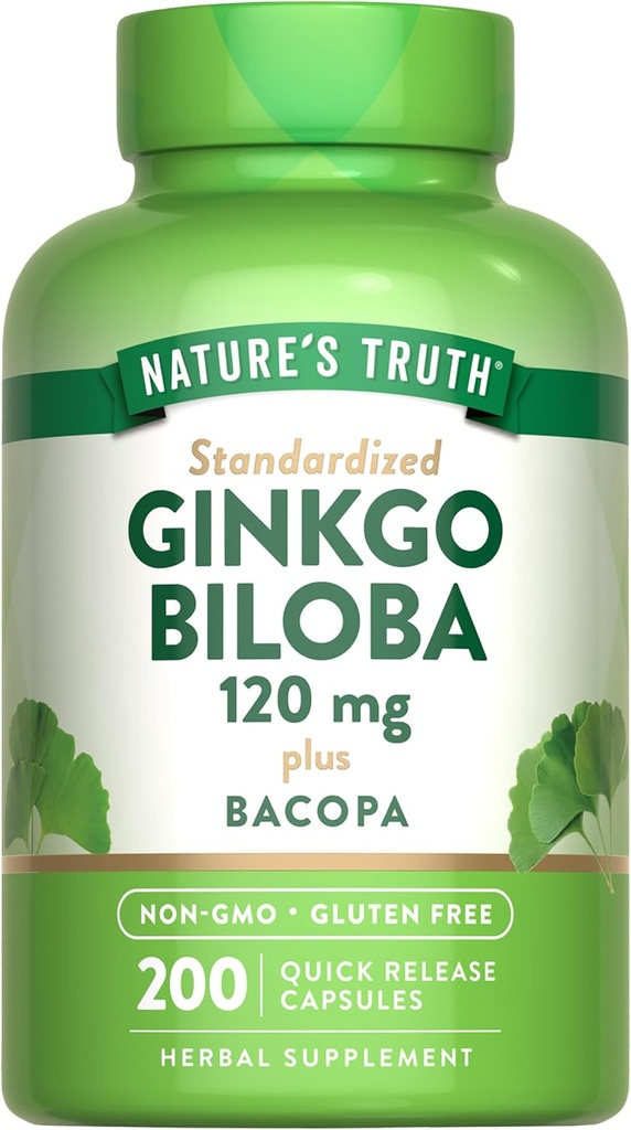 La veritat de la natura Ginkgo Biloba 120mmg, 2001-200 Bacopa De llançament ràpid Les Capsules Extraventure No-GO i Guten Free suplementari