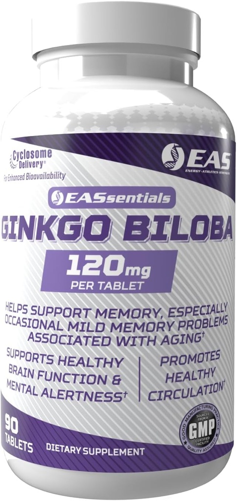 EAS Експериментальні та прикладні науки Ginkgo Biloba 120mg Підтримує Brain функції та пам'ять високі рівні флавоноїдів та Terpenoids Краще поглинання з Cyclosome Доставка 90 таблеток