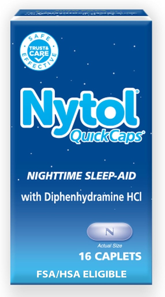 Nytol Quick Caps Nighttime Sleep Aid, ti aiuta a cadere Asleep Fast, 16 Caplets