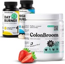 ColonBroom Psyllium Husk Powder, Colon Broom Colon Cleanser Fiber Supliment pentru Blooting Relief & Gut Health + Day & Night Burner Suplimente, Pastile de management al greutății (60 Serviri), 3 elemente