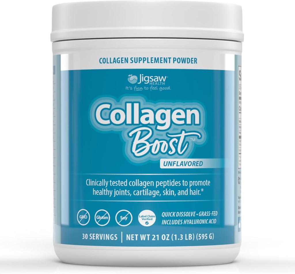 Jigsaw Health Collagen Boost | promove conxuntos saudables, cartilaxe, pel e cabelo | 30 servizos