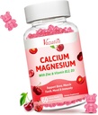 Cálcio Magnésio Zinco Gummies, Cálcio Magnésio 2:1 Razão com vitamina D3 & B12 para o músculo de apoio, humor e imunidade, 60 Vegan Cherry Flavor Gummies