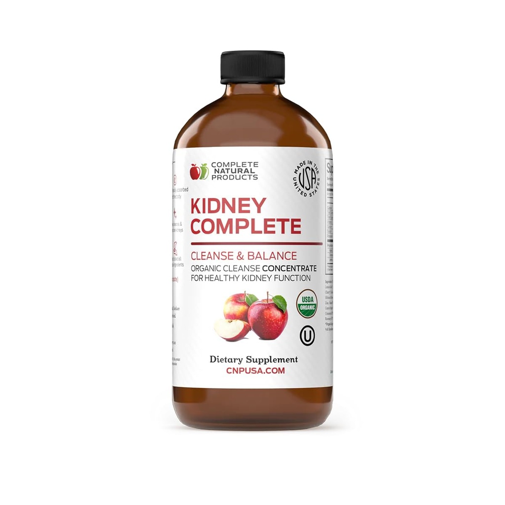 Complete Natural Kidney Complete - Liquid Dietary Supplement for Kidney Support, Cleanse, and Detox with Apple Cider Vinegar, Lemon, Organic Chanca Piedra, Beet, Citric Acid, Vitamin C, & More - 12oz