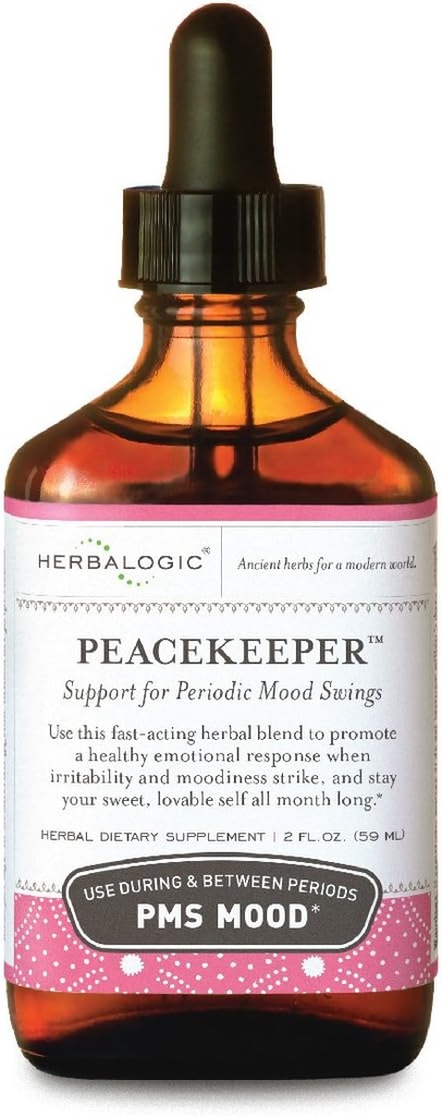 Herbalogic - Peacekeeper Liquid Herb Drops - PMS 관련 무드 스윙을 감소 - 무드 지원을위한 추가 허브가있는 전통 중국 포뮬러 Xiao Yao San에 기반 - 포름 - 2 Fl. Oz.