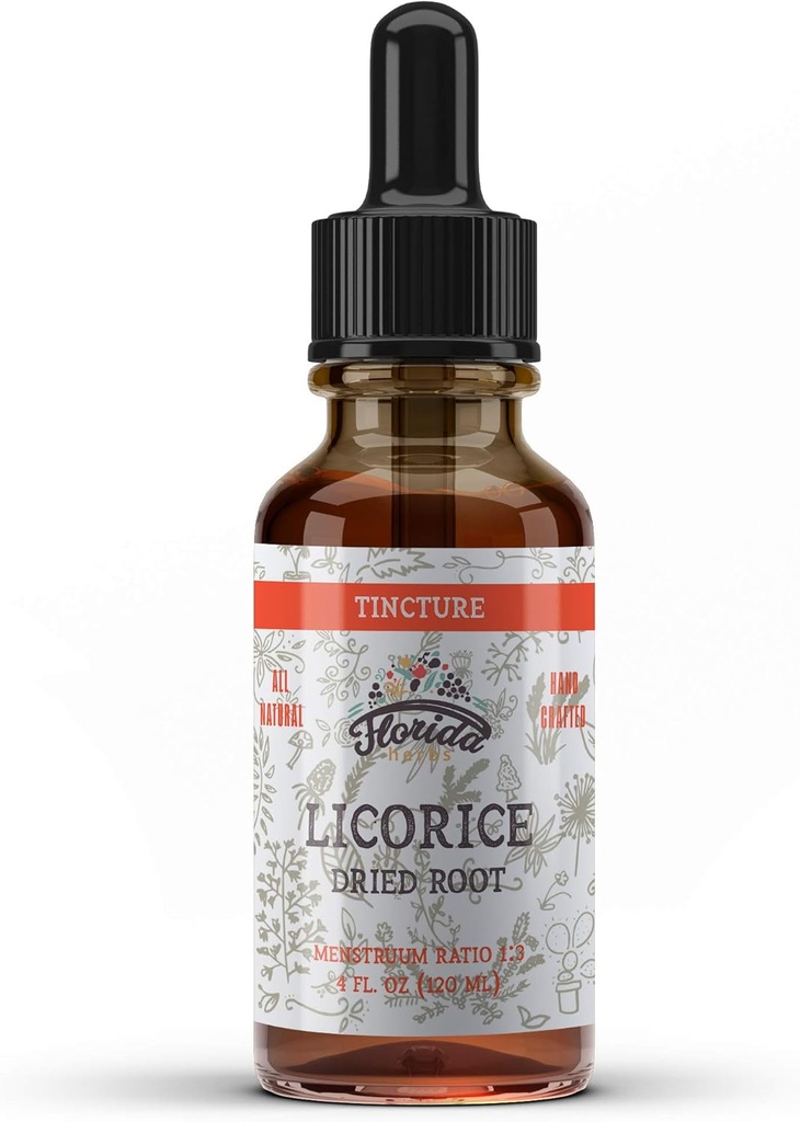 Licorice Tincture, Organic Licorice Extract (Glycyrrhiza Glabra) Dried Root, Herbal Supplement, Non-GMO in Cold-Pressed Organic Vegetable Glycerin 4 oz, 670 mg