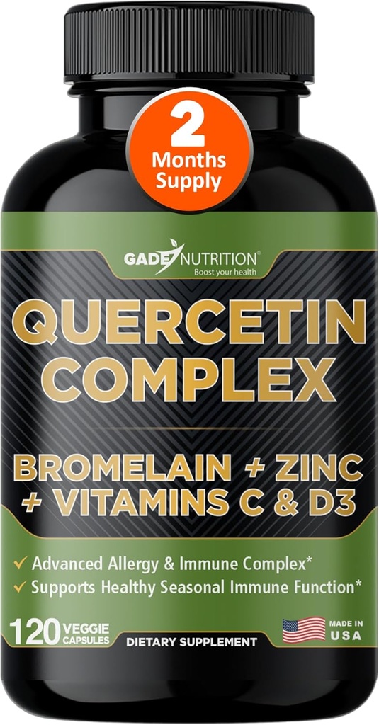 Gade Nutrition Orgueic Quercetin amb Bromemina C i Zinc, Zinc imne support suplementari Quercetin 500mg Capsules uzel Bioflavoenids va fer una prova al Tercer partit dels EUA