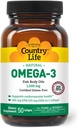 País Vida Omega-3 Petroli de peix suplementari, 1000mmg,180mg EPA i 120mg DHA, Petroke, Burpne, 50 Softgelis, Certed Guten