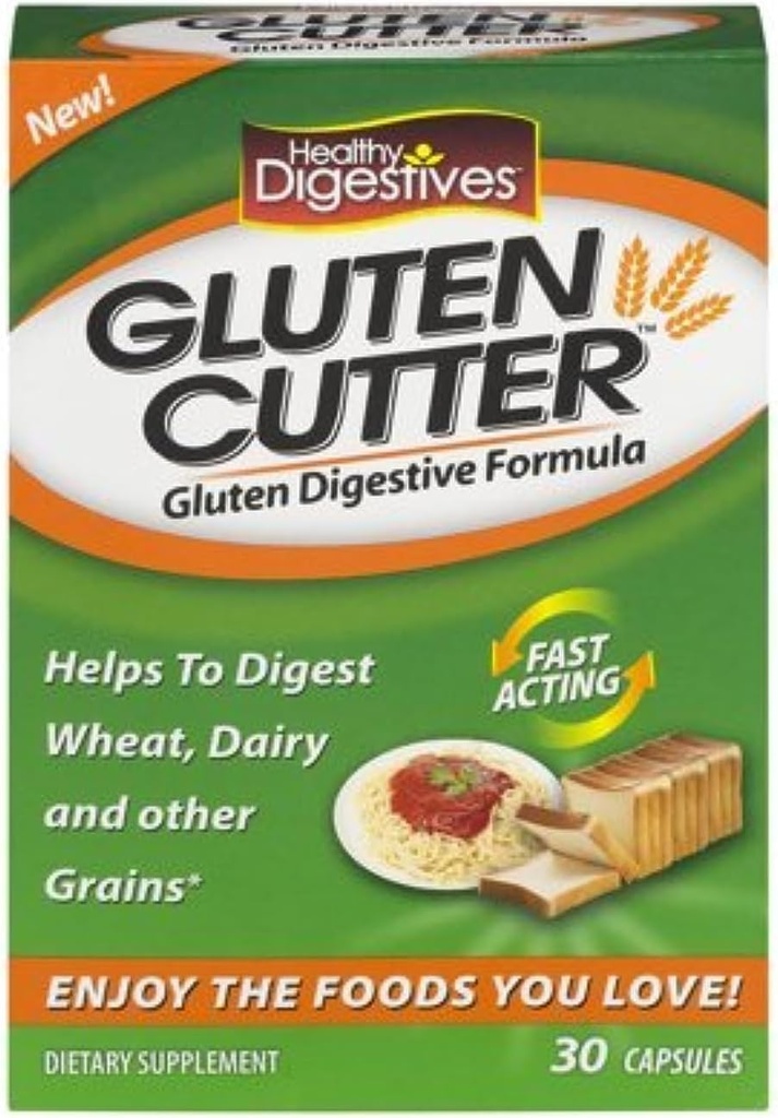 בריאות העיכול Gluten Cutter Enzyme פורמולה - מסייע לשפר את העיכול של הגוף הגלוט שלך ועזרה ב Breaking Down חיטה, חלב וגרינס אחרים - 30 משרתים, קפסולות (Pack of 2) MVxO $:DD
