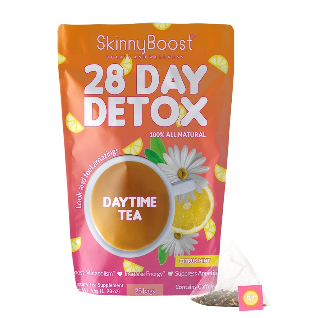 스키니Boost 28 Day Detox Daytime Tea - CITRUS MINT (28 Tea Bags) 지원 Metabolism Boost, Detox, 모든 자연, 비 GMO, Vegan, Keto 친절
