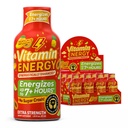 Vitamin Energy Tropical Infusion Extra Strength Energy Shot,12 Pack - Up to 7 Hrs, 260mg Natural Caffeine, Zero Sugar - BCAAs + CoQ10, Focus Support, B12 B6 Niacin, 1.93 fl oz, Keto Vegan