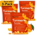 Turmeric Gummies for Women 124; Curcumin Suplement Gummies for Inflammation 124; Turmeric Supplemen Untuk Dewasa Pria 124; Kurcumin Natural, Lower-Sugar, Vegan, Mandarin Orange Flavor, 45 Count (Paket 3)