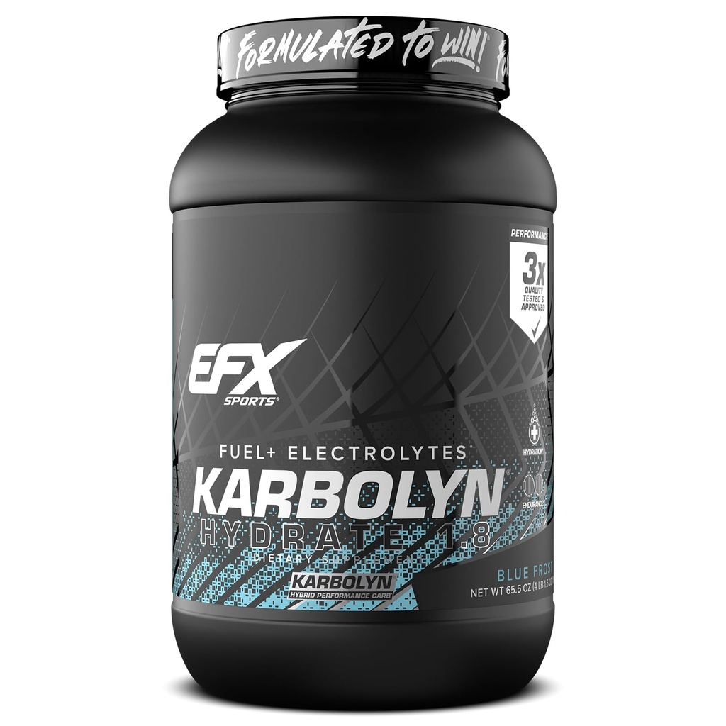 EFX Sports Karbolyn Hydrate | Carbohydrate Powder + Electrolytes | Sugar Free Sports Drink Mix | Fuel & Hydration | Stimulant Free | 66 Servings (Blue Frost)