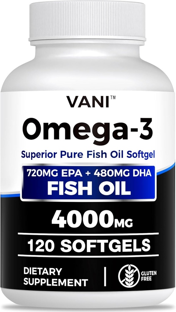 鱼油Omega 3(4 000毫克),120软胶,Omega 3脂肪酸补充剂,EPA & DHA用于脑和心脏健康*