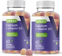 Calcium Gummies D3 bitaminarekin - Hezur osasuna eta hortz osasuna onartzen ditu - Emakume, Gizon eta Teenentzako Calcium Gummies Chewable - Kosher, Gluten Free, GMO Free, Tasty Berry Flavored Calcium Chews Gummy