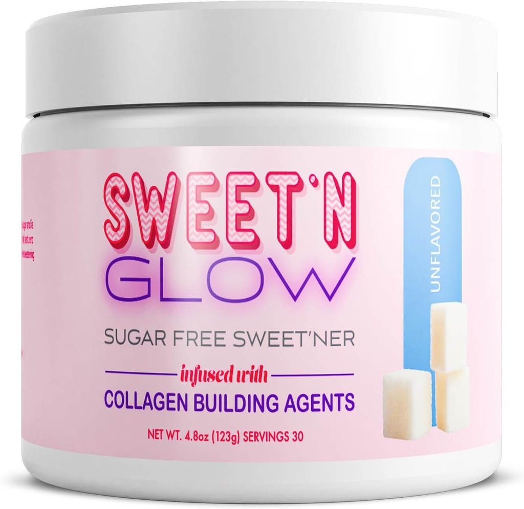 Project Ad Sweet' N Glow Zero Calorie Sugar Free Sweet'Ner with Collagen Building Agents (30 Xidmət, Unflavored)