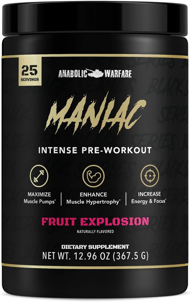 Warfalic Warfare Black Series Maníac, Pre-Sorksout Powder, ajuda a Nitric Oxide, Muscle bombs, and Protein Syns* FrutionComment