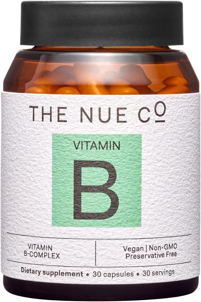 The Nue Co. Vitamin B Supplement, Supports Energy, Promotes Healthy Skin and Hair, Vegan, Gluten Free, 30 Capsules