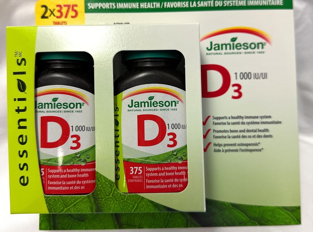 Jamieson Vitamine D3 1000Iu Tabletten-(2X375), 750 Tellen