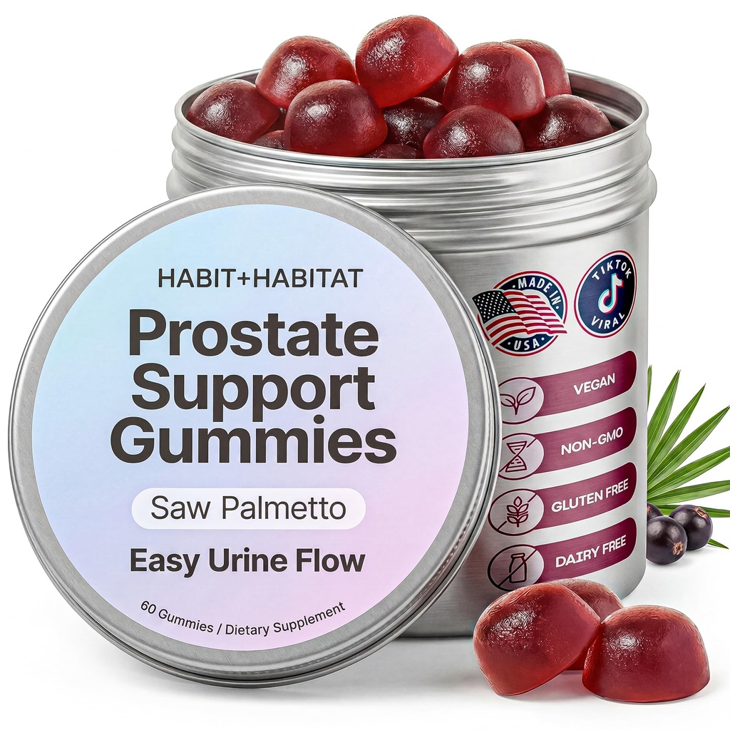 Prostate Health Gummies for Men & Women with Saw Palmetto & Lycopene - Prostate Supplements, Urinary Support, 9-in-1 Formula, Vegan, Gluten-Free, Non-GMO - 60 Gummies, 30 Day Supply
