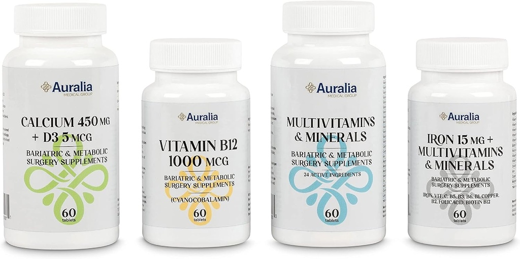 Bariatrisk multivitamin jern kalsium B12 vitaminer 1 PER dag for gastrisk erme kirurgiske kosttilskudd 60 tabletter hver (2-måneders forsyning)