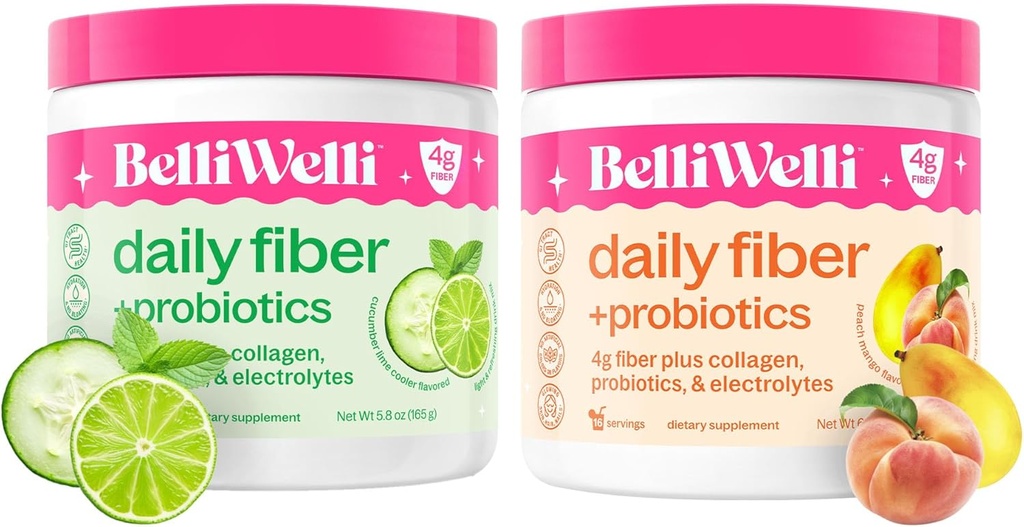 Paquet suplementari amb Collage, Probiotics, suport de l'Hydra- Cucumber Lime Minte i Peach Mango Flavors - Promotius Digest, Skins Skins, Gut balance - 32 Servings