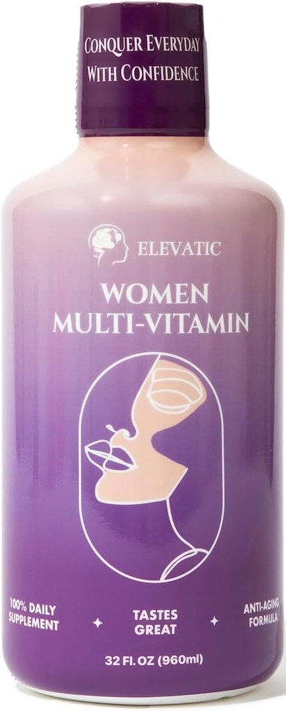Multivitamin líquid per a Dones - 32Fal.oz (960ml) - Desbloqueja l'Energia Secret  Recipe i la bellesa Booster, el 100% Organic Alaquiàquira multivitamin per a la brillantor i la salut del Vibrant