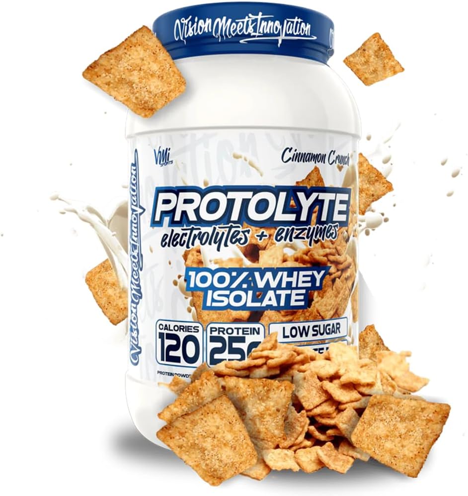 VMI Sports | ProtoLyte Whey Isolate Protein Powder | Low Calorie Whey for Weight Loss and Muscle Gain | Digestive Enzymes | Non-GMO (1,6 lb, Cinnamon Crunch)