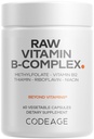 Codeage Raw Vitamin B-Complex Supplement - Essential B Vitamins with Probiotics, Digestive Enzymes, Fruits & Vegetables - 2-Month Supply - Methylfolate - Biotin - Vitamin B12 - Non-GMO - 60 Capsules