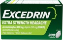 Caplets Excedrin Ekstra Relief Pain untuk Bantuan Sakit Kepala, Acetaminophen 250mg, Aspirin 250mg, Caffeine 65mg, Pain Reliever, 200 Count