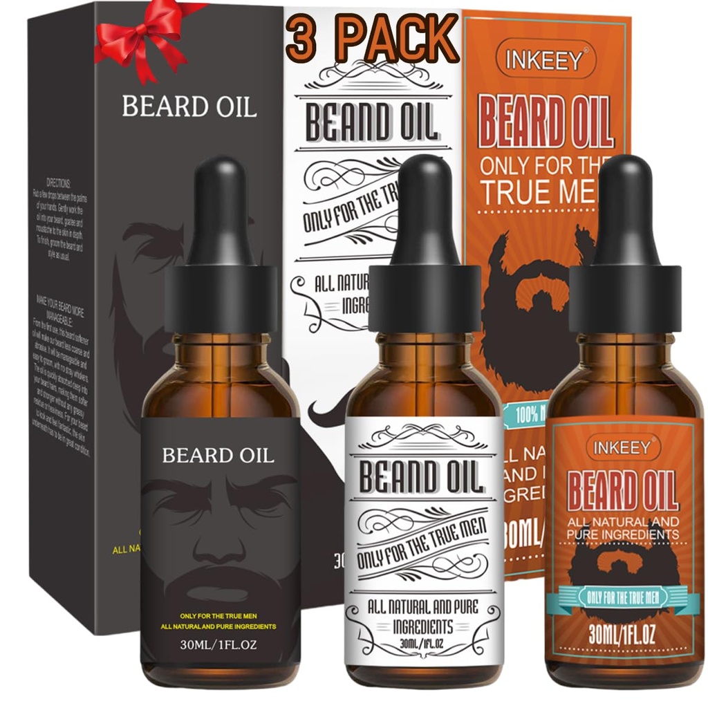 3 Pack Beard Oil for Men, Condicionamento e Moisturizing for Better Beard Growth - Gift Set (Fengyin Green Tea/Glamour movement/Azure)