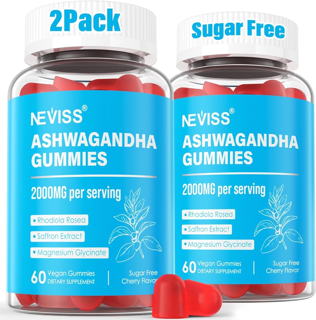 Ashwagandha Gummies, Magnesium Glycinate Gummies 2000 מ"ג למבוגרים, ויטמין B6, Zinc, Rhodiola Rosea, לימון Balm, תמיכה מרגיעה, טבעי Zzz, המוח, סטטי, אנרגיה, סוכר חינם, סוכר חינם, סוכר חינם, סוכר חינם, סוכר חינם.