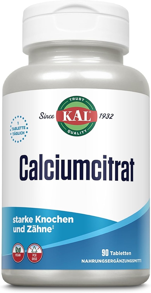KAL Kalsiumsitraatti, 1000 mg, 90 Tablettia