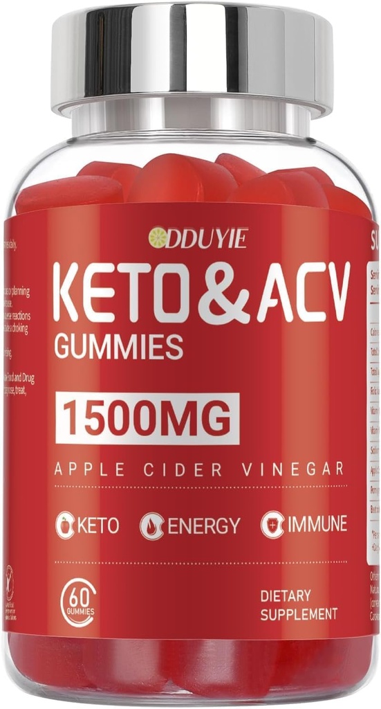 Keto ACV Gummies, Apple Cider Vinegar & Vitamina B12 B6 - para homes e mulleres - 60 Conde