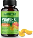 NATURELO Whole Food Vitamin C Gummies, Vitamin C från Acerola Cherry, Plant-Based Supplement, 60 Vegan-Friendly Gummies