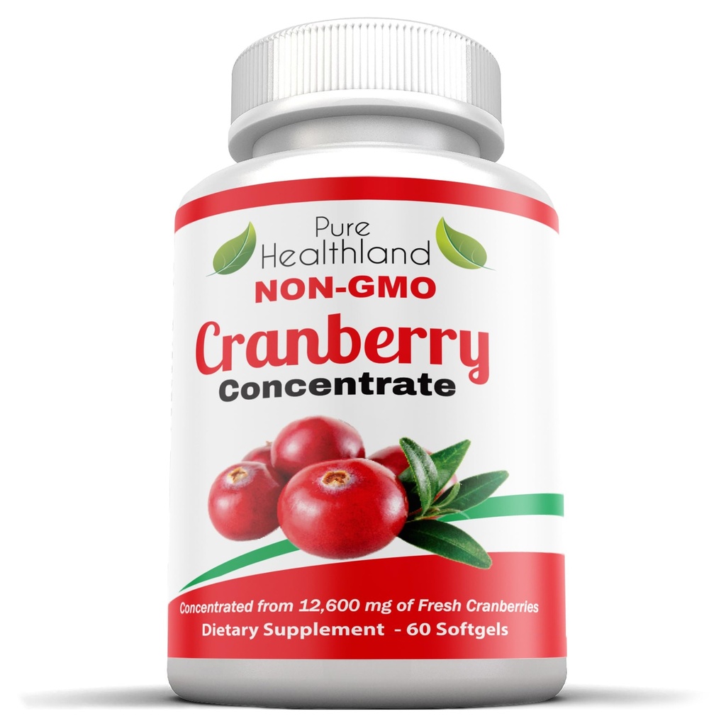 Cranberry Concentrate 252mg Per Softgel | 50:1 Extract | 60 Easy to Swallow Softgels for Men & Women, 1 Bottle