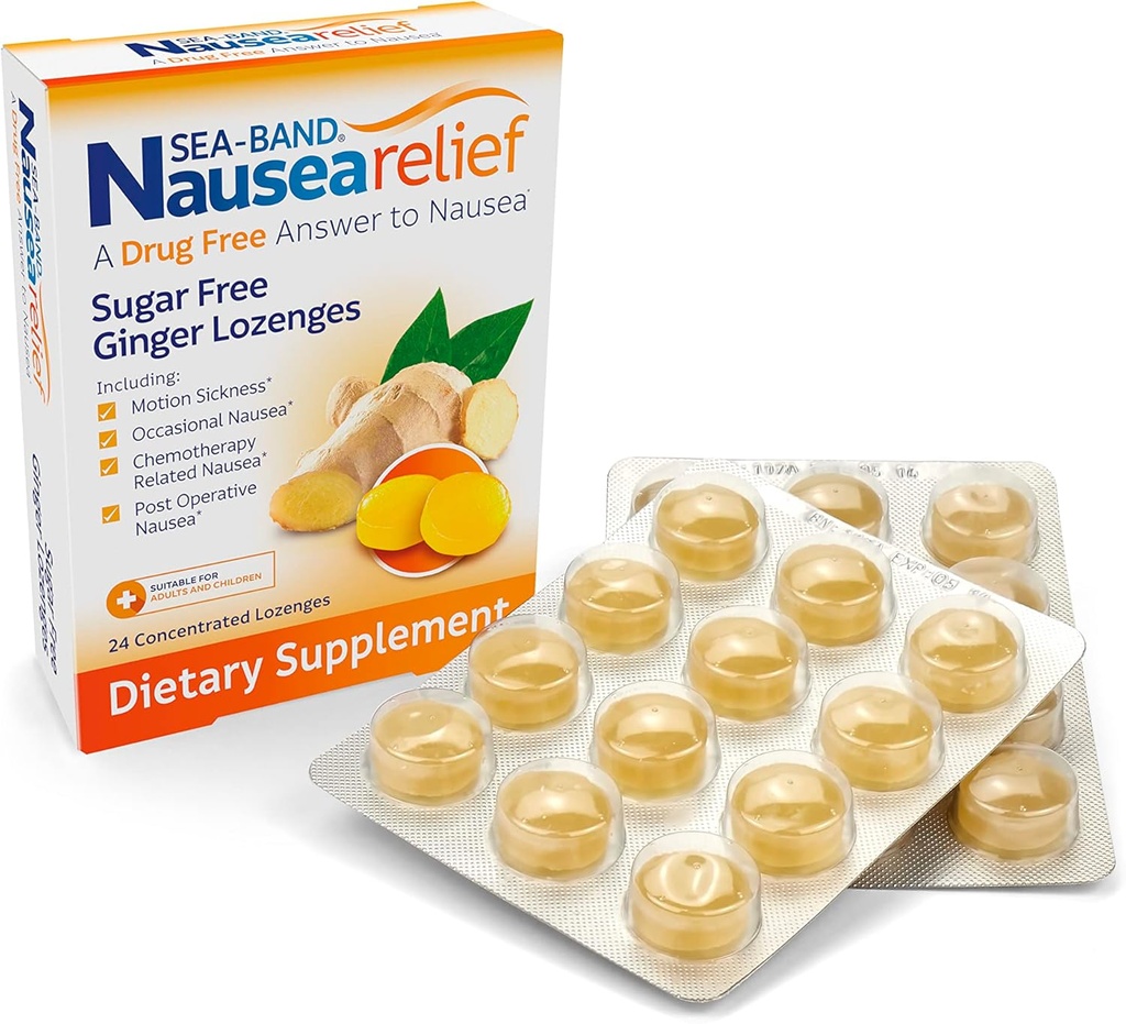 Sea-Band Ginger Lozenges, Drug and Sugar Free, for Motion Choroby a Nauzea Relief