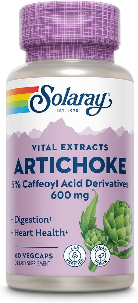 SOLARAY Aritchok Grip Sweet 600 mg | Guarantéted Pottember | fir, Gall Bladder & Diestive Office   Lab Vegcaps