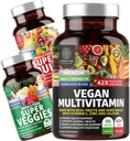 N1N Premium Super Fruits & Veggies Supplement [40 Whole Foods] eta Vegan Multivitamin [86 Osagaiak, Landareetan oinarritutakoak], 2 Pack Bundle