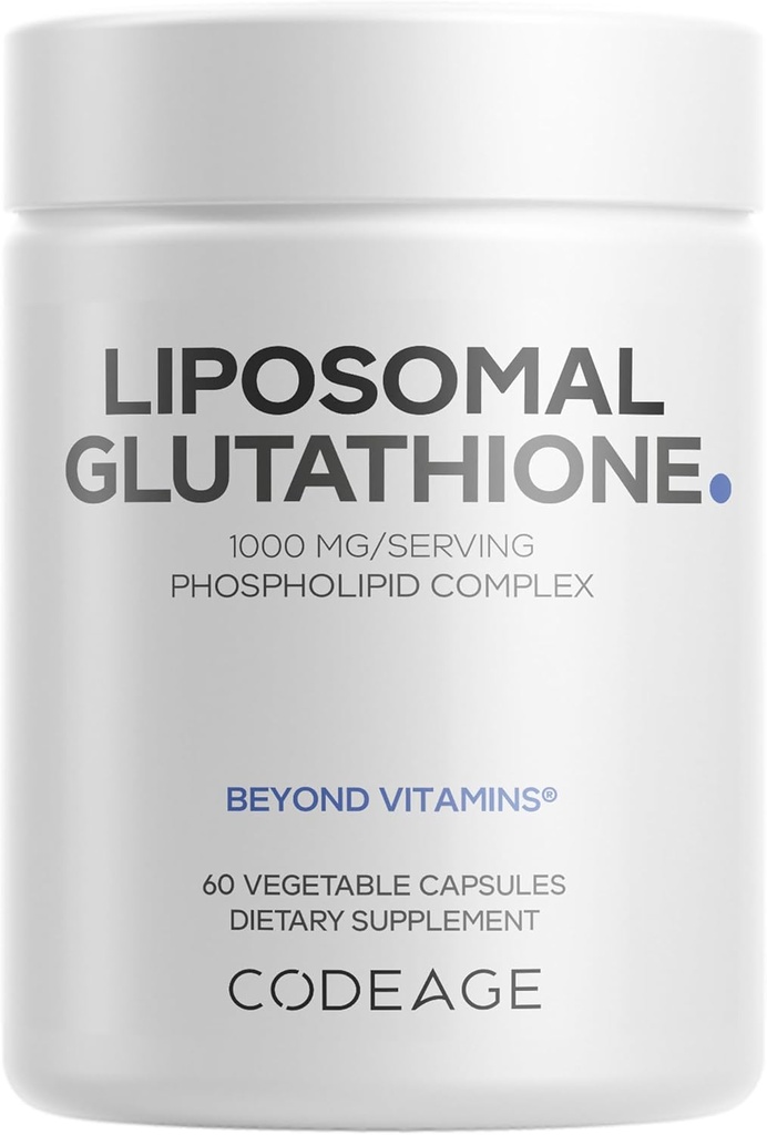 Codeage Liposomal Glutathione 1000 מ"ג, High-Potency מופחת L-Glutathione - Liposomal Delivery - Phospholipids - non-GMO, Gluten-Free - 60 קפסולות