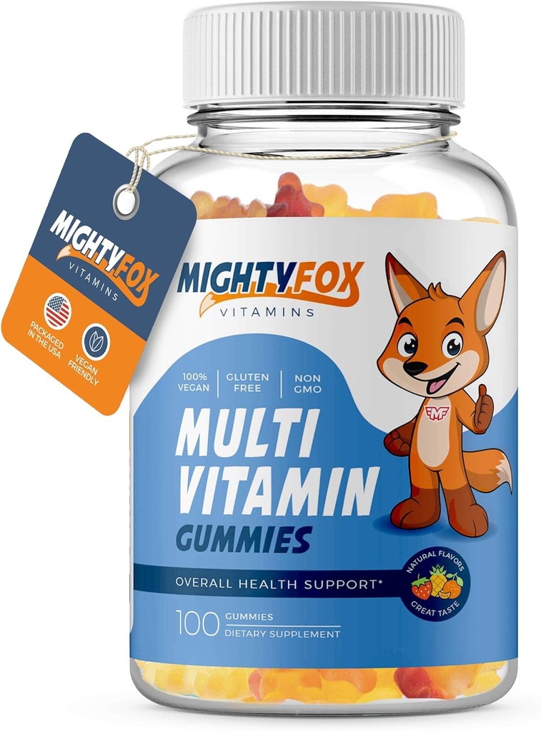 ילדים Multivitamin Gummies - non-GMO, Gluten-Free, טבעוני Multivitamin Gummies w/Vitamin C, B3, B5, B6, B12, Zinc 100, 1 Pack - פריי טוד חניכיים עבור ילדים ומבוגרים