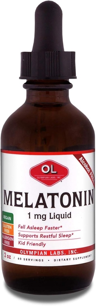 Olympian Labs flytende Melatonin 1mg, 2 Ounce, falle søvn naturlig, alkoholfri