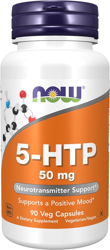NOW Foods Supplements, 5-HTP (5-hydroxytryptophan) 50 mg, Neurotransmittor Support*, 90 Veg Capsules