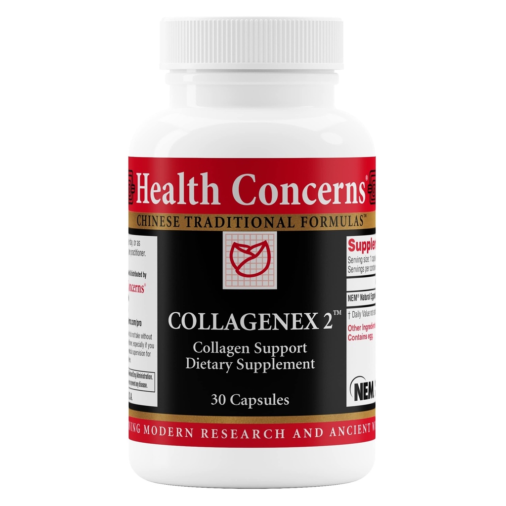 Health Concerns Collagenex 2 – Collagen Supplement for Joint Support & Flexibility – Natural Eggshell Membrane for Men & Women - Connective Tissue Support – Chinese Herbal Supplement - 30 Capsules
