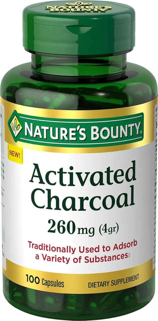 Bounty Nature Activated Charcoal 260 мг, 100 капсули, Дієтичні добавки для підтримки здорового способу життя