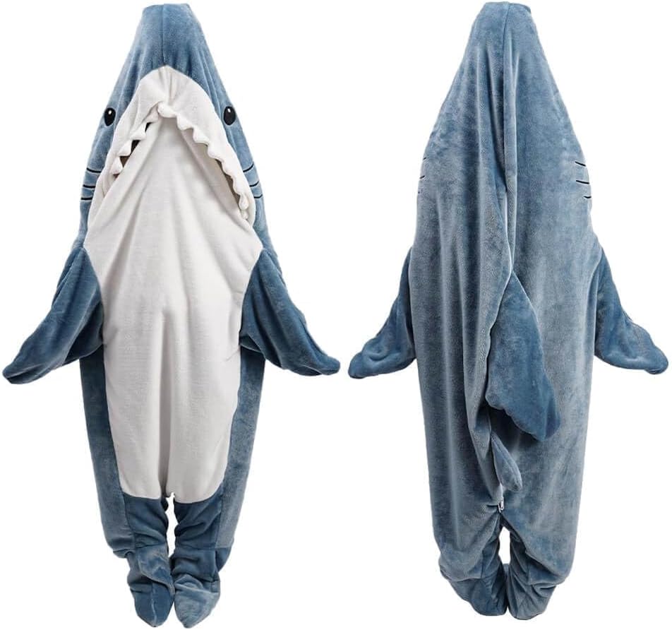 Shark Blanket Hoodie Onesie, Shark Onesie voksen, Shark sovepose for voksen (XXL)